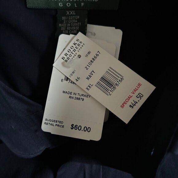 Brooks Brothers Golf Mens XXL Button-Up Shirt Business Casual Navy - Picture 6 of 10